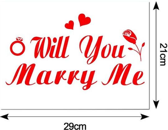 Sticker Decal Alista Home Temă Nuntă Text Design "Will You Marry Me" 21x29 Cm Roșu