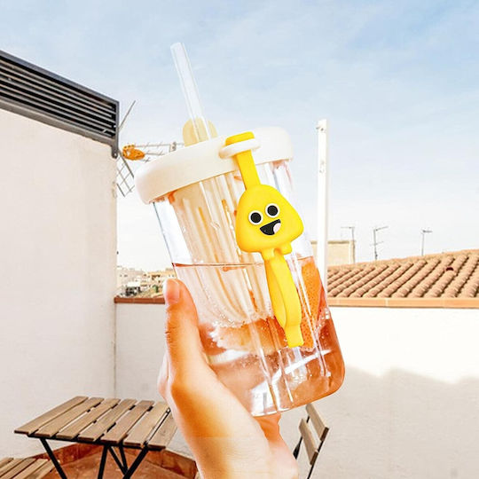 Alista Home Sticlă Pentru Copii Din Plastic Cu Pai Albă 500ml