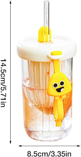 Alista Home Sticlă Pentru Copii Din Plastic Cu Pai Albă 500ml
