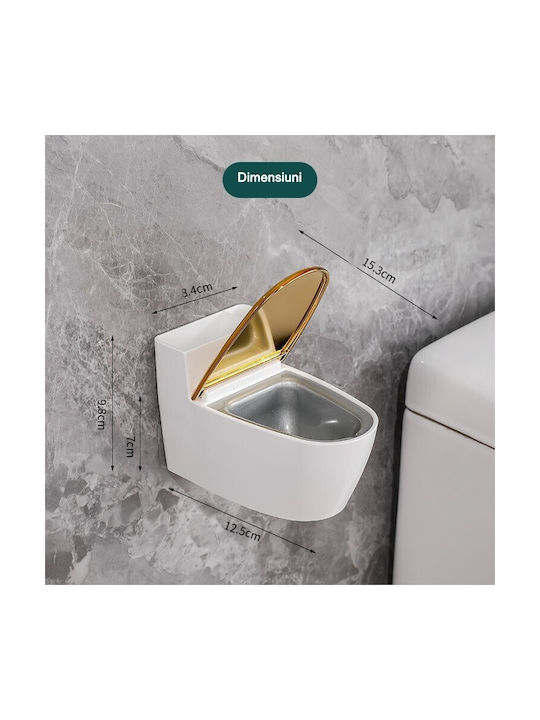 Cenușare Creativă Formă Toaletă Capac Auriu Material Oțel Inoxidabil Abs 12.5 X 9.8 X 8.4 Cm Adeziv Montare Independentă Baie Cameră Bucătărie Balcon Auriu