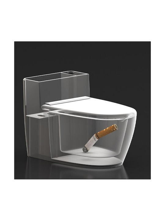 Cenușare Creativă Alista Home Formă De Toaletă Capac Alb Material Din Oțel Inoxidabil Abs 12 5 X 10 X 8 Cm Montare Adezivă Independentă Cameră De Baie Bucătărie Balcon Model Alb 2