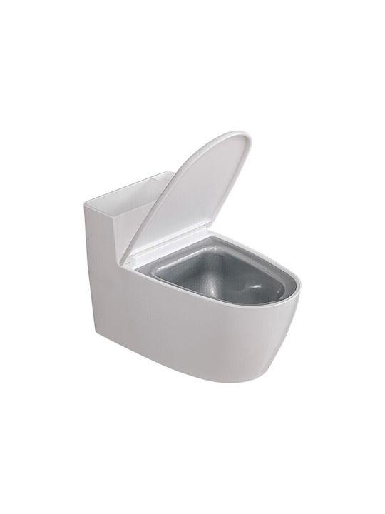 Cenușare Creativă Formă De Toaletă Capac Alb Material Oțel Inoxidabil Abs 12.5 X 9.8 X 8.4 Cm Fixare Adezivă Independentă Baie Cameră Bucătărie Balcon Alb
