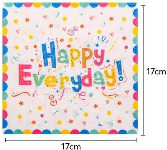 20 Tischservietten Alista Home Happy Everyday Design 17 x 17 cm Mehrfarbig