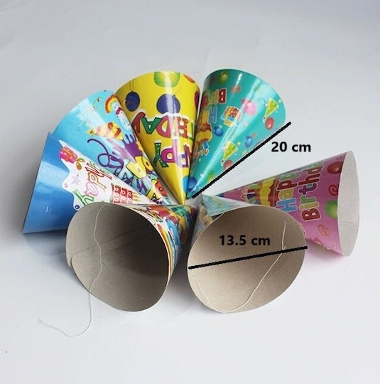 Set 6 Pălării De Petrecere Alista Home Pentru Copii Din Carton 20 X 13.5 Cm Model 4 La Mulți Ani Multicolor