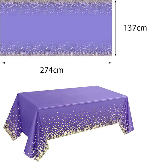 Husă De Masă Alista Home Din Peva Auriu Cu Buline Imprimat 137 X 274 Cm Rezistentă La Apă Și Pete Curățare Rapidă Mov