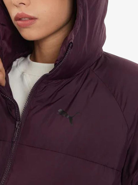 Poly Дамско Puffer Якето Водоустойчиво За Зима Лилаво
