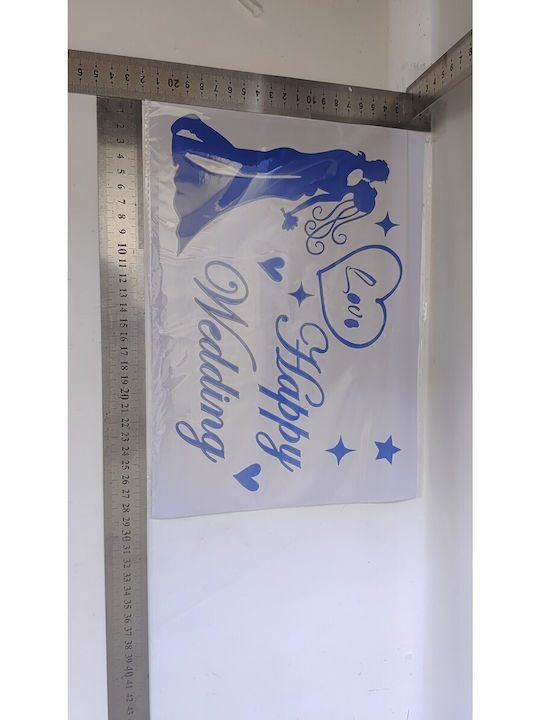 Sticker Decal Alista Home Wedding Theme Happy Wedding Text Design 21x29 Cm Blue