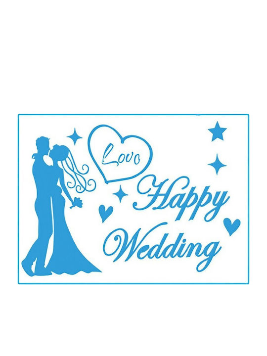 Sticker Decal Alista Home Wedding Theme Happy Wedding Text Design 21x29 Cm Blue