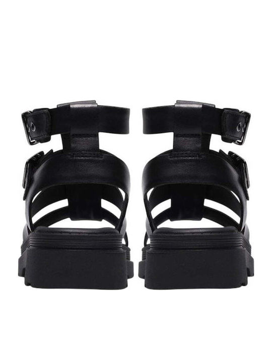 Cove Leder Damen Anatomisch Gladiator Sandalen Schwarz