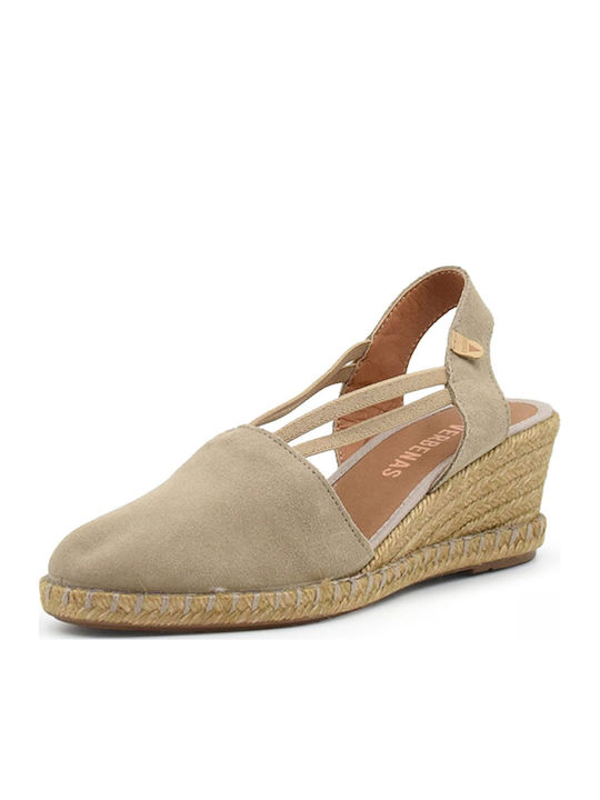 Leather Women's Espadrilles in Beige Color