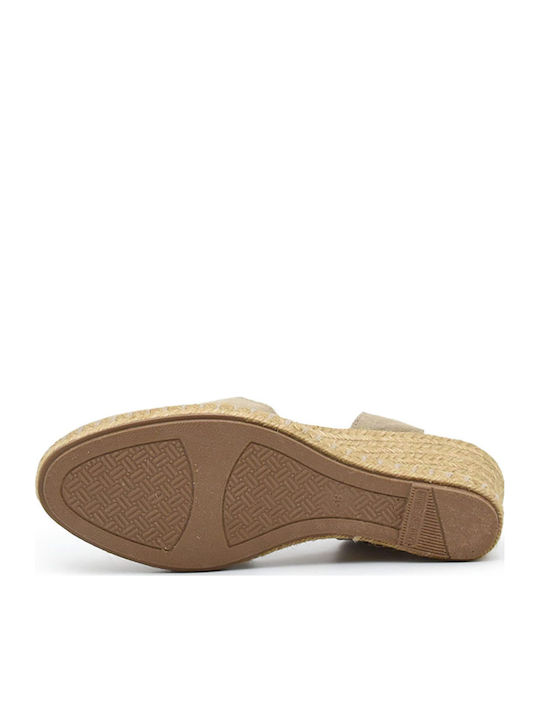 Leather Women's Espadrilles in Beige Color