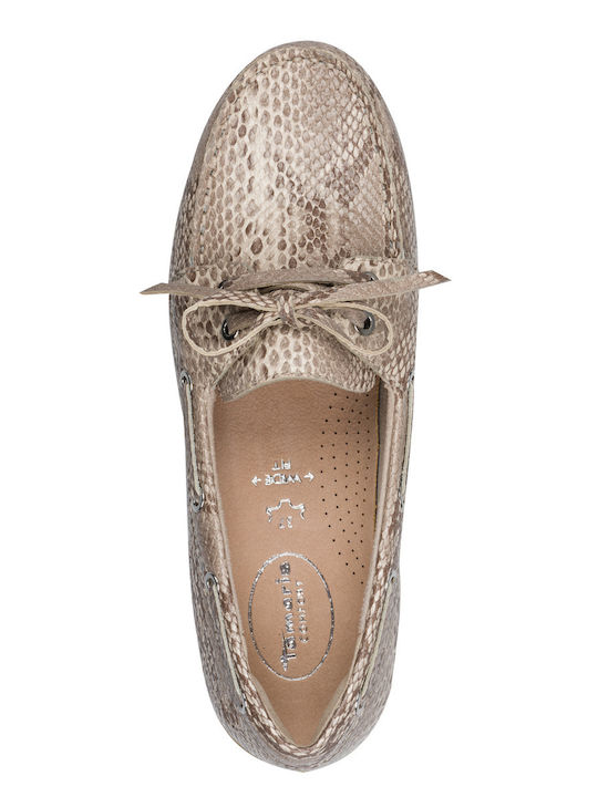 Leder Damen Mokassins in Beige Farbe