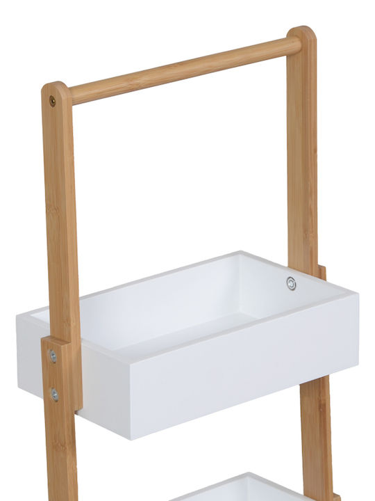 Pakketo Arvy Floor Bathroom Shelf Wooden 32x20x75.5cm White