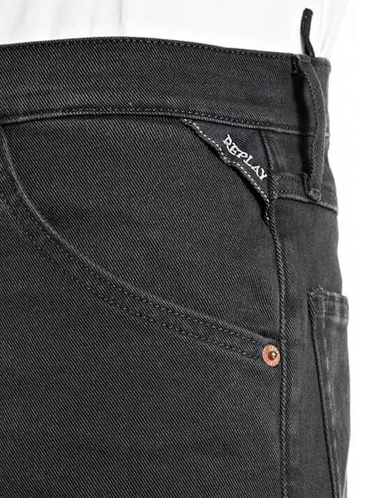 Men's Elastic Jeans Pants With Regular Tapered Fit Black