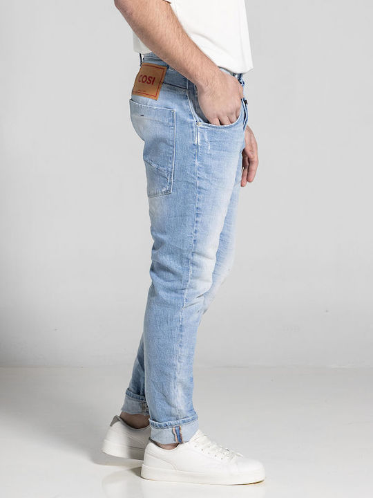 Men's Elastic Jeans Pants with Regular Fit Light Blue