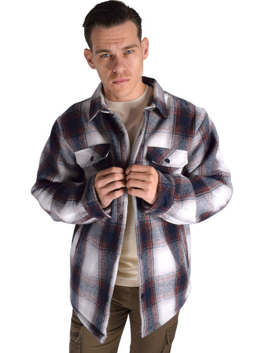 Langärmeliges Overshirt in normaler Passform in Ziegelrot