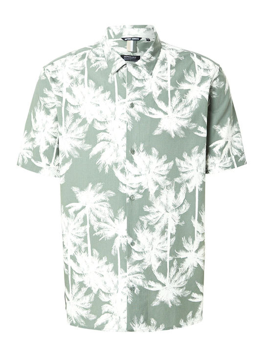 Short Sleeve Shirt Regular Fit Floral White-Khaki