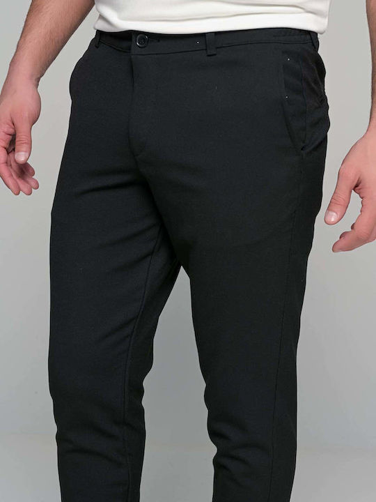 Herrenhosen Elastisch Mit Gerader Bein Stil Schwarz