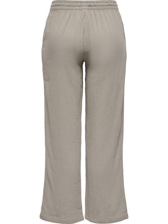Women's Pantaloons with Rubber Band in Wide Leg Style Brown