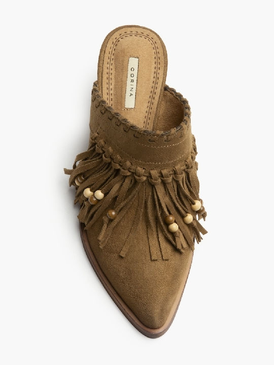 Women's Mules with High Heel in Brown Color