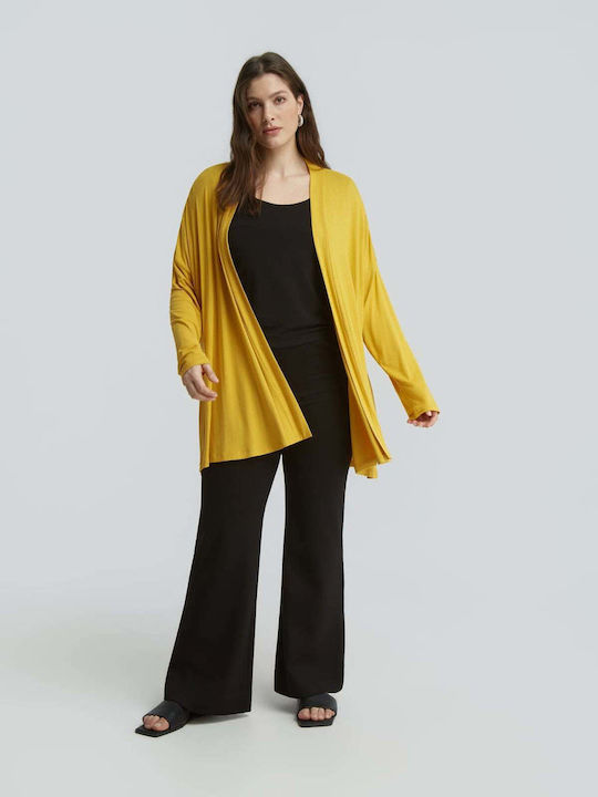 Long Women's Cardigan In Yellow Colour 0039.4519.NETTO-dark-yellow