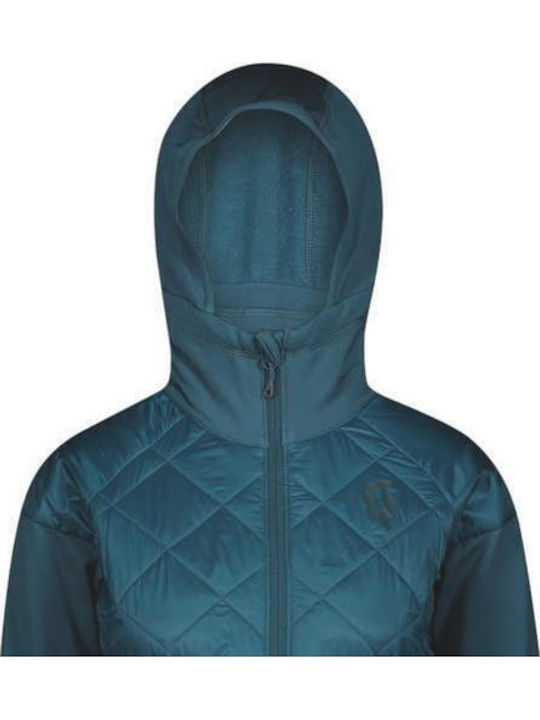 Women's Cardigan with Zipper Majolica Blue