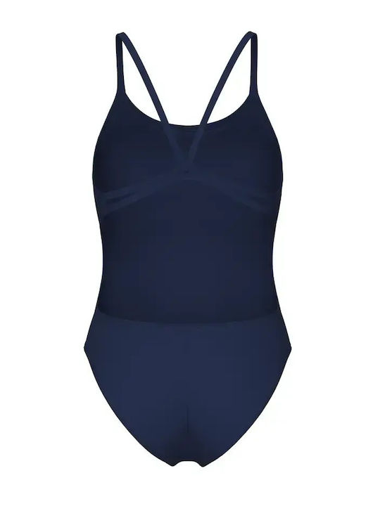 Back Solid Athletic Swimsuit Navy Blue