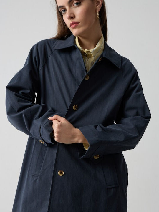 Γυναικεία Μπλε Navy Καμπαρντίνα Oversized