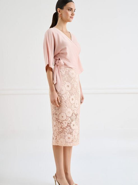 Pencil Midi Skirt Pink