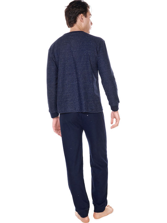 Comfort Pijama De Iarnă Pentru Bărbați Albastră