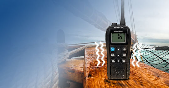 Retevis RM22 Kabelloser CB- und Zwei-Wege-Funkgerät VHF Marine 6W mit Monochrom-Display