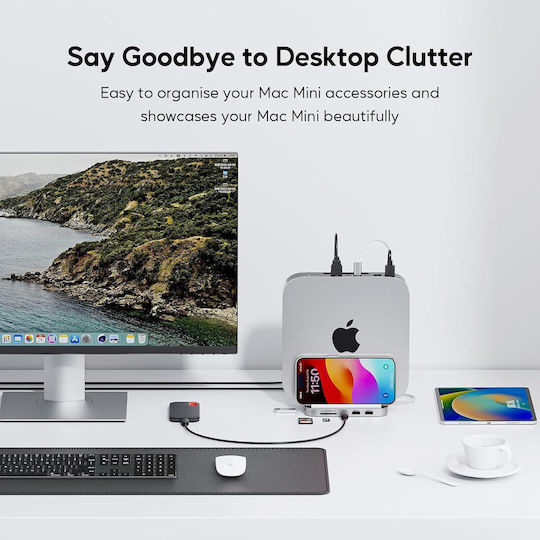 Dock / USB-A / USB-C Dockingstation mit SD/TF Kartenleser 3.5mm Audio Jack mit Telefonhalter (X0023FX4PB)