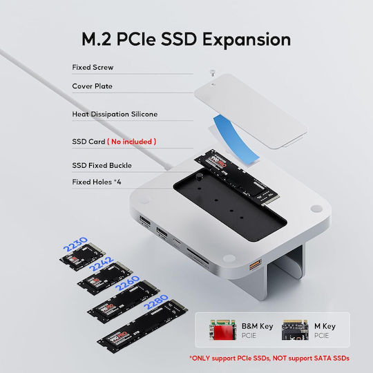 Dock / USB-A / USB-C Dockingstation mit SD/TF Kartenleser 3.5mm Audio Jack mit Telefonhalter (X0023FX4PB)