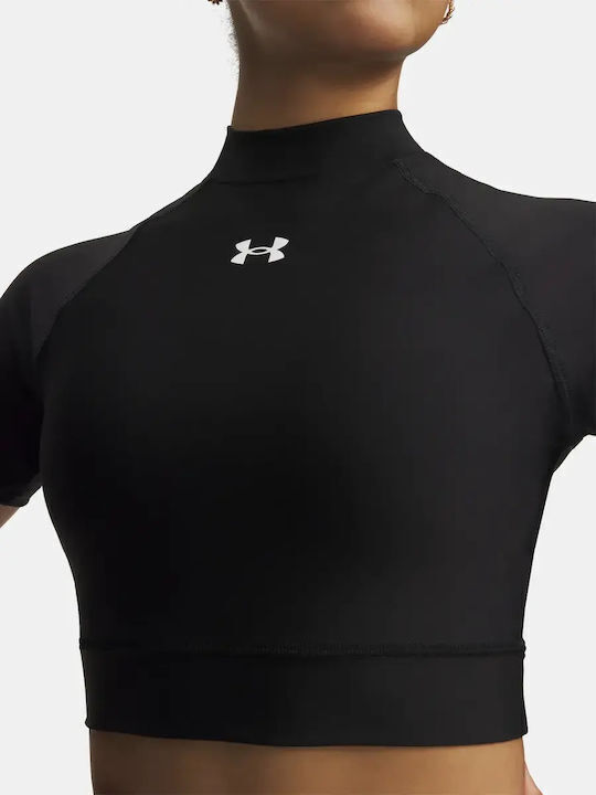 Under Armour Heatgear Crop Mock Women's Thermal Short Sleeve T-Shirt Black