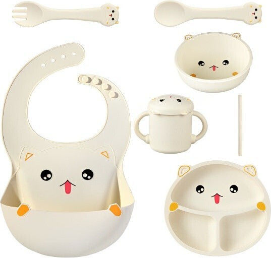 Alista Home Set De Masă Din Silicon Bej 6 Piese Pentru 12+ Luni