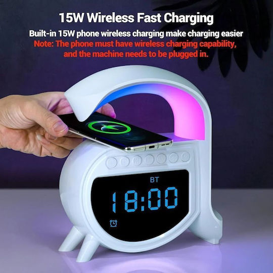 Andowl Andowl Digital Tabletop Clock LED with Alarm Clock and Wireless Charging 075667170920