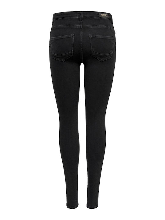 Power Women's Jean Trousers Mid Rise Push Up in Skinny Fit Black