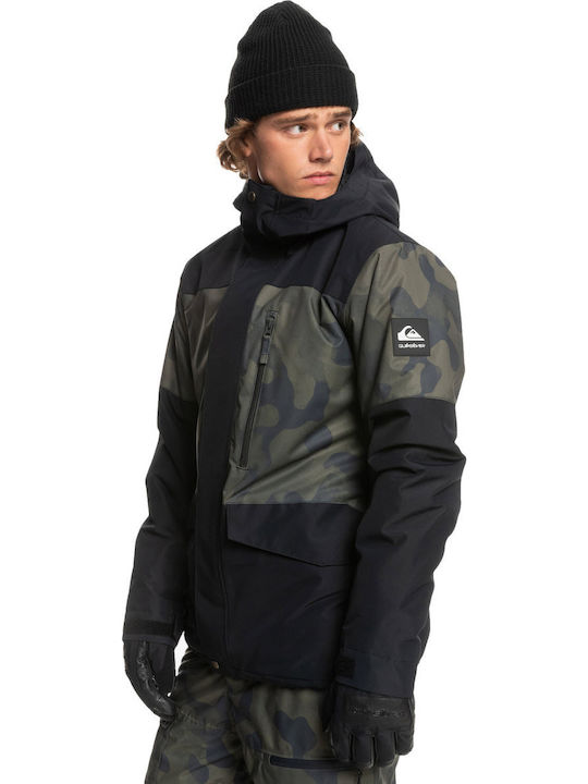 Quiksilver Mission Printed Block EQYTJ03339-KVJ2 Ανδρικό Μπουφάν για Σκι & Snowboard True Black/Fade Out Camo