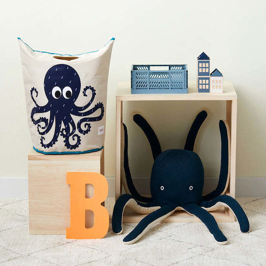 3 Sprouts Παιδικό Καλάθι Απλύτων από Ύφασμα Octopus Navy Μπλε 50x29x57cm
