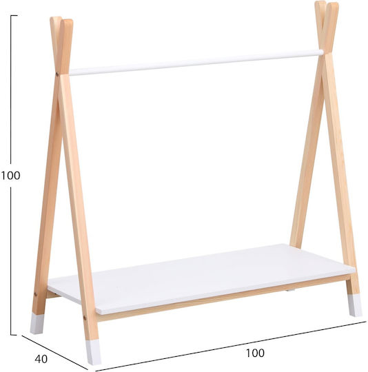 Freebox Kids Wall Hanger Multi Hook Wooden with Shelf
