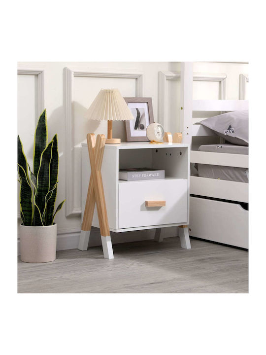 Kids Bedside Table Fb92488.03 White Melamine-Pine Natural 46x30x55cm