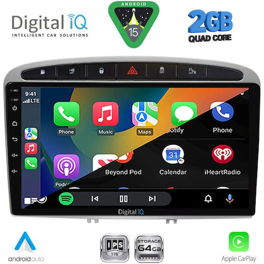 Digital IQ Car Audio System for Peugeot 308 / RCZ 2007-2012 (Bluetooth/USB/WiFi/GPS/Apple CarPlay/Android Auto) with 9" Touch Screen