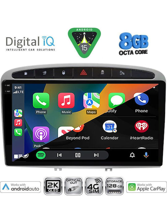 Digital IQ Car Audio System for Peugeot 308 / RCZ 2007-2012 (Bluetooth/USB/WiFi/GPS/Apple CarPlay/Android Auto) with 9" Touch Screen