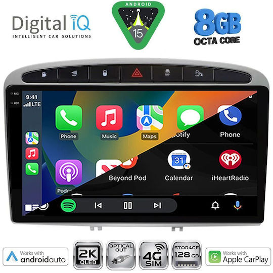 Digital IQ Ηχοσύστημα Αυτοκινήτου για Peugeot 308 / RCZ 2007-2012 (Bluetooth/USB/WiFi/GPS/Apple-Carplay/Android-Auto) με Οθόνη Αφής 9"