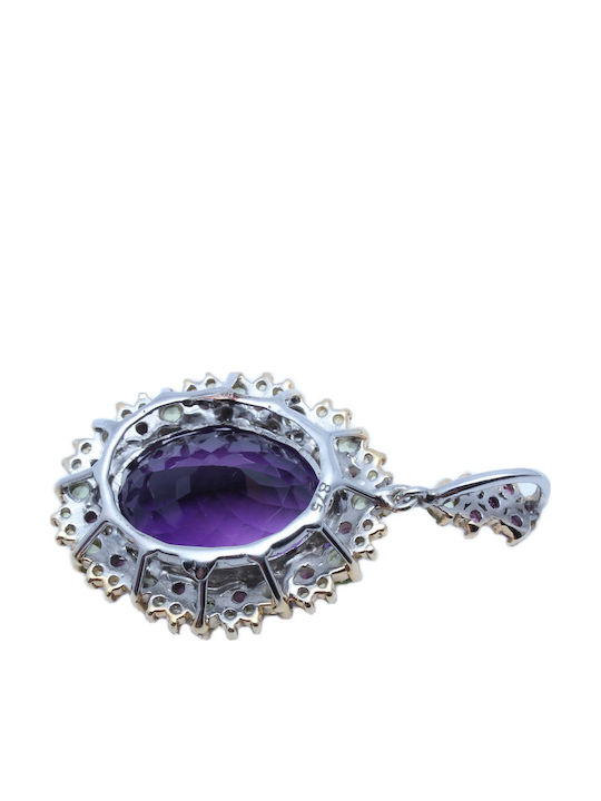 Silver Pendant Natural 47ct Amethyst Olivines Garnets Sapphires Silver Pendant Natural 47ct Amethyst Olivines Garnets Sapphires