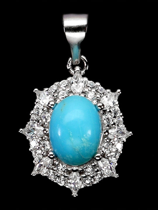 Pandantiv Delicat Elegant Argintiu Turcoaz Zircon 925