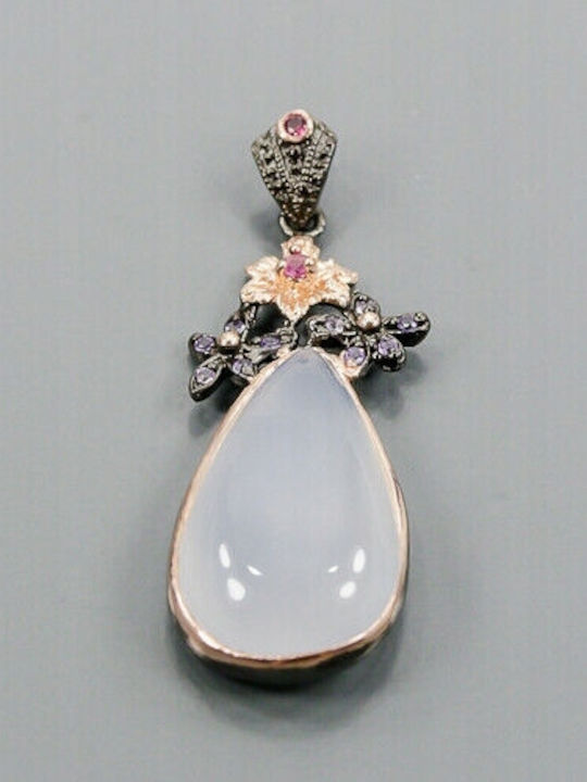 Künstlerischer Anhänger Dunkelblau 22 Karat Chalcedon Amethyst