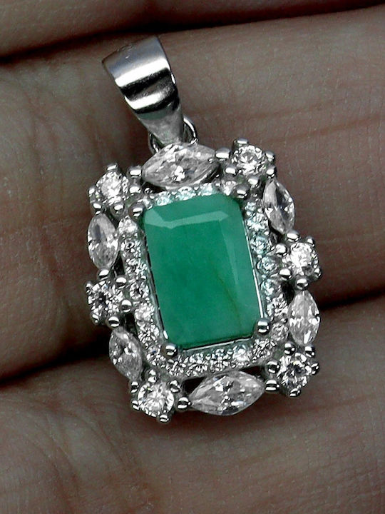 Delicate Elegant Silver Pendant Natural Beryl Zirconia 925