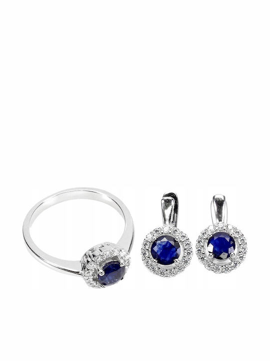 Natural Blue Sapphires 925 Silver Delicate Set Size 16 Natural Blue Sapphires 925 Silver Delicate Set Size 16