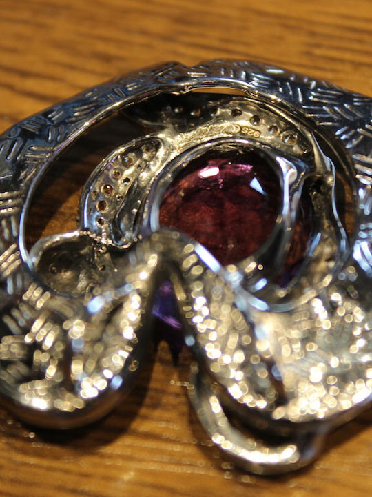 Künstlerischer Katzenanhänger Silber Natürlicher Amethyst Diopsid Saphire Songea